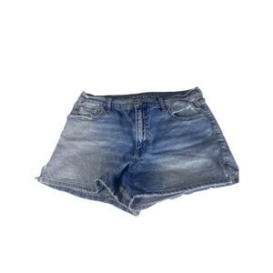 Women Distressed American Eagle Denim Mom Shorts 10"rise Size 14